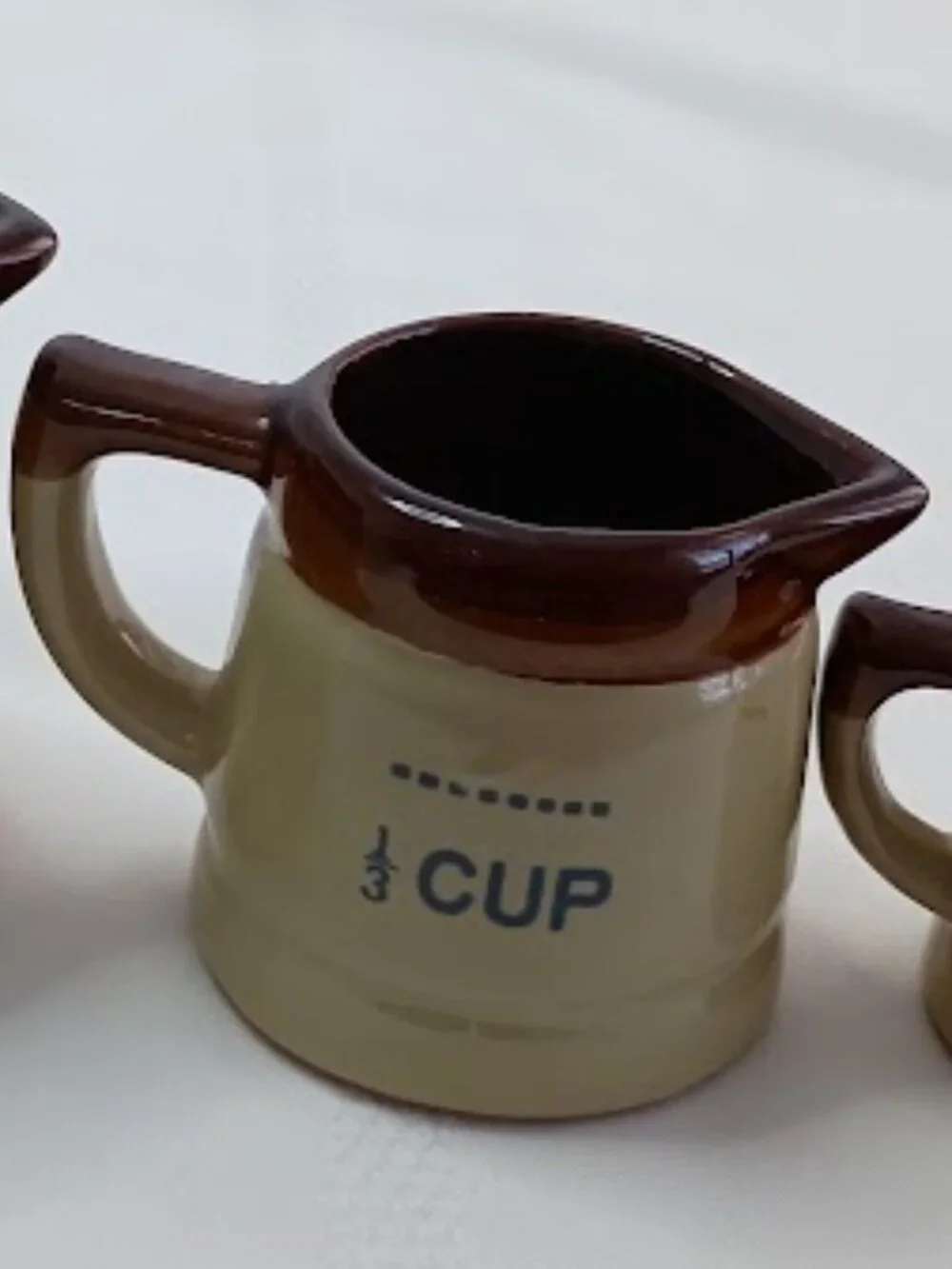 Vintage Brown Drip Glaze Ceramic Measuring Cup Set - 3 cups